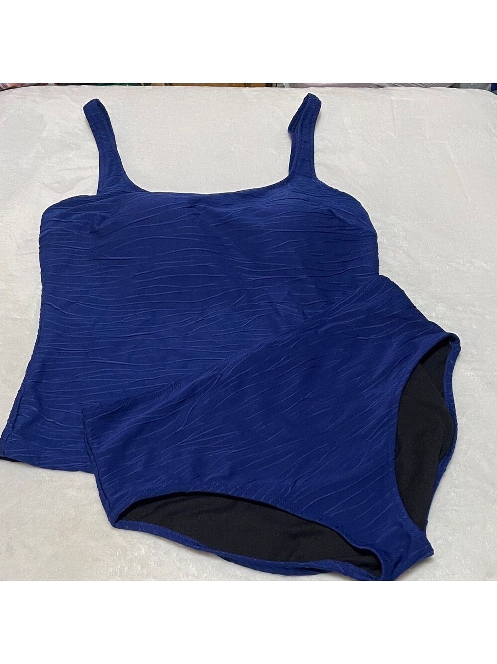 Gottex Blue Textured Tankini Swimsuit Set Sz 16